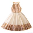 thumbnail image 2 of Fozruso Girls A-Line Dresses Sparkly Dress For Girls Summer Party Gown With Sequin Details Elegant Birthday Celebration Attire Sizes 5-6 Years(Gold), 2 of 7