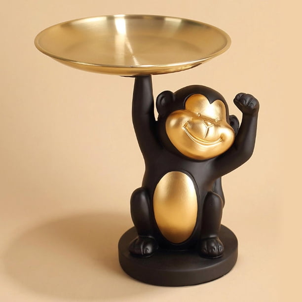Organizador de artículos diversos, bandeja de almacenamiento, adornos, , escultura, escritorio, dulces, joyería, organizador, bandeja, llave Negro Soledad Bandeja de almacenamiento
