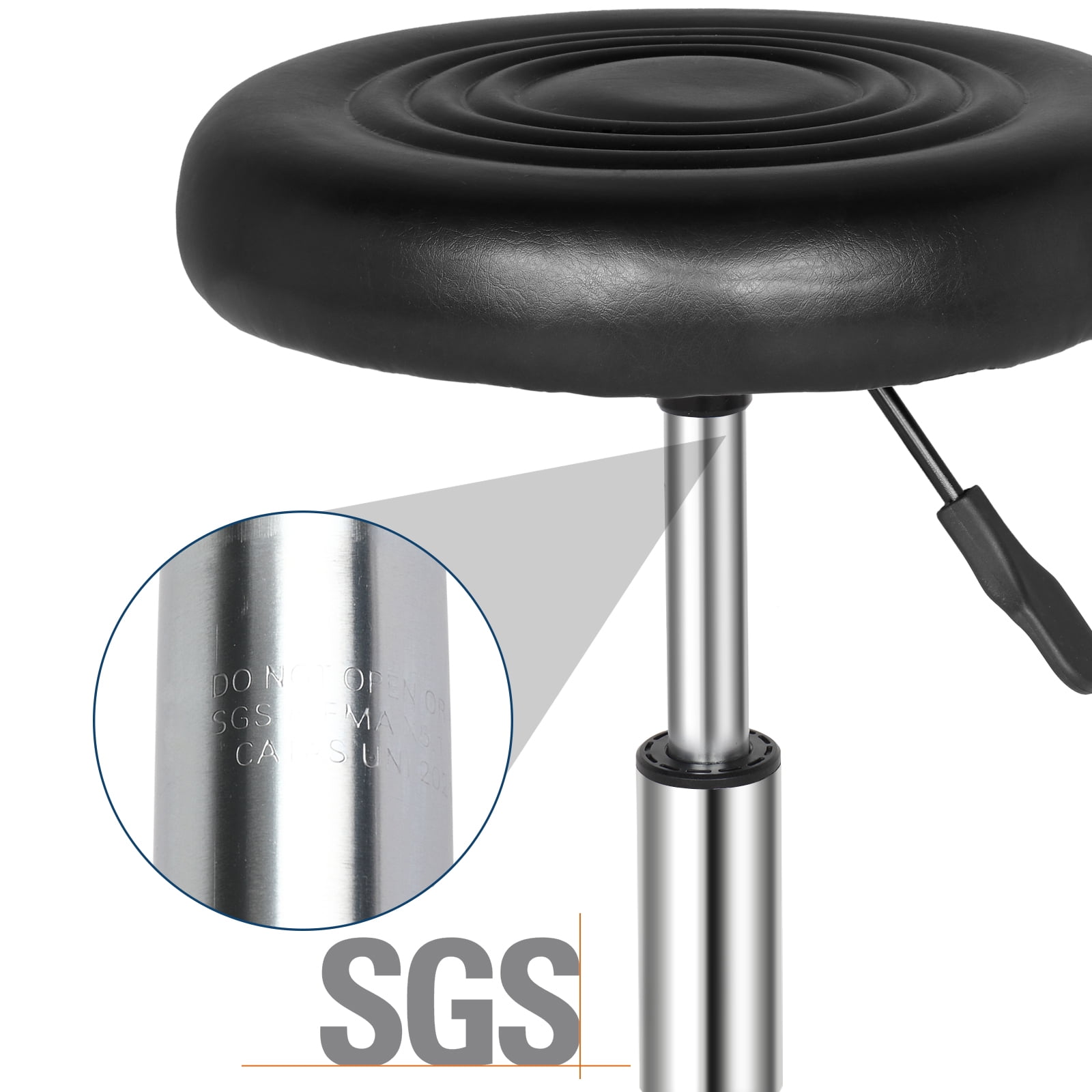 Round Stool with Lines Rotation Bar Stool, Black