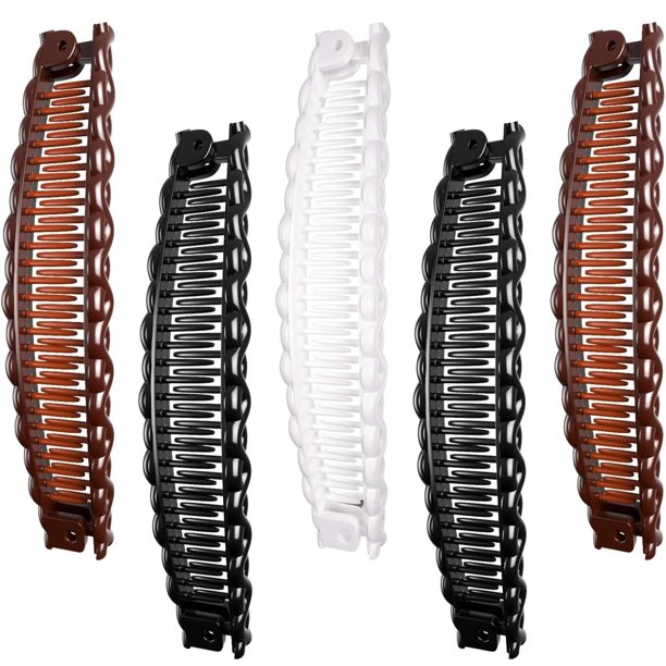 6 Piezas Marrón Blanco Negro Pinzas de Plátano Peines para Remachador Plátanos Pinza de Pelo Grande Vintage para Pinzas de Plátano Gruesas Set para Mujeres Accesorios para el Cabello Elegantes para Co