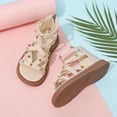 thumbnail image 6 of Toddler Girls Gladiator Sandals with Zipper Lace Up Open Toe Strappy Summer Beach Shoes for Little Big Kids Beige 25, 6 of 7