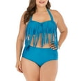 thumbnail image 2 of LELINTA Women's Two Piece Braided Fringe Top High Waist Bottoms Bikini Set Swimwear Plus Size Swimsuit Black/Blue/Red, 2 of 8