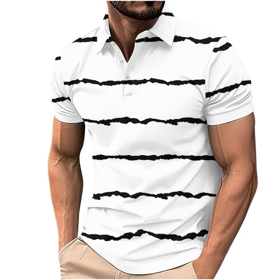 Enridrech Big and Tall Tee for Men Comfort Collared Short Sleeve Clothes Top Summer Fashion Color Block Striped T Shirt