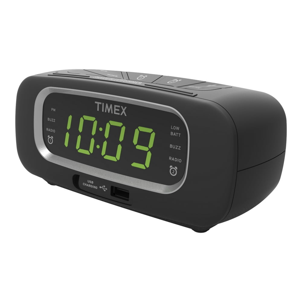 Timex FM Dual Alarm Clock Radio with USB Port - Walmart.com - Walmart.com