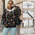thumbnail image 6 of FOR U DESIGNS Butterfly Mushroom Zipper Hoodies for Women Oversized Hoodie Size S Comfortable Hooded Sweatshirt Zipper Front Women Long Sleeve Activewear Sportswear, 6 of 7