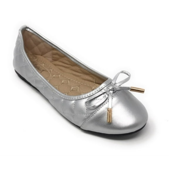 Victoria K Women's Soft Quilted Textured With Bow Tie Ballerina Flats