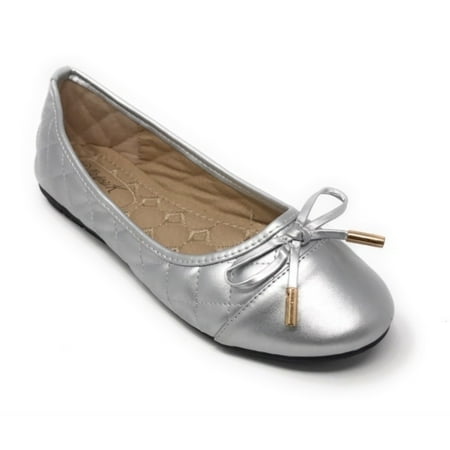 Victoria K Women s Soft Quilted Textured With Bow Tie Ballerina Flats