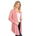 thumbnail image 2 of MOA Collection Women's Plus Solid Basic Open Draped Front Long Sleeve Relaxed Cardigan Sweater, 2 of 5