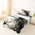 thumbnail image 3 of Castle Fairy Boho Ink Branch Pattern Twin Sheets 3pcs,Abstract Watercolor Cloud Wash Bedding,Black White Gold,1 Flat Sheet, 1 Fitted Sheet and 1 Pillowcase, 3 of 7