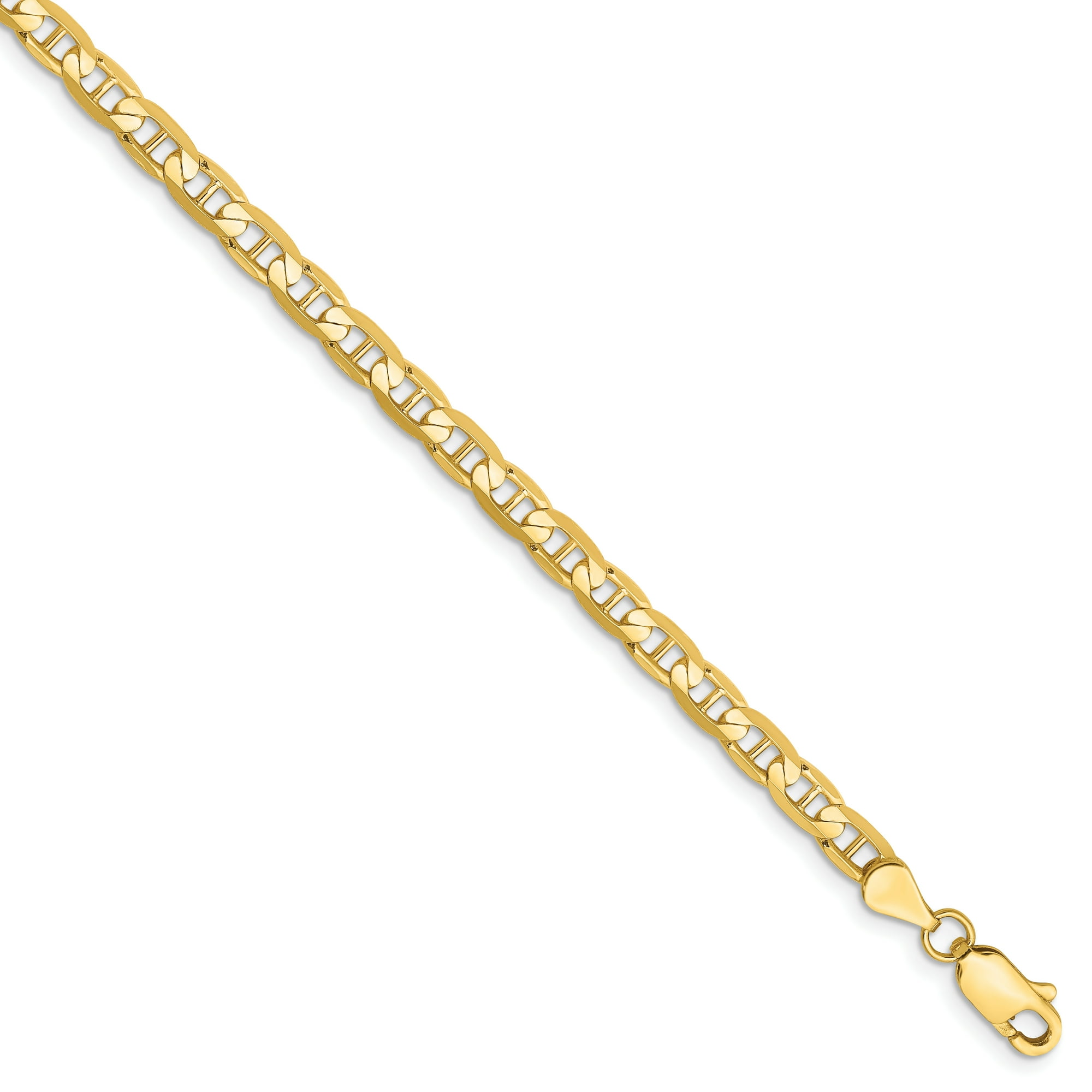 14K Yellow Gold 3.75mm Concave Anchor Chain Anklet 9 Inch