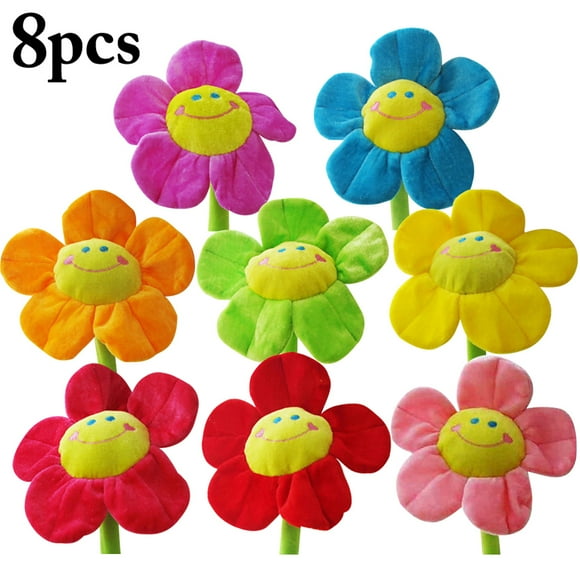 8 Pcs Fleurs en Peluche Décoratives Tournesol Rose Fleur Jouets en Peluche Jouets Rembourrés avec Tige Flexible