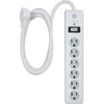 thumbnail image 1 of GE 6-Outlet Surge Protector Extension Cord, Pro Series, 8ft., White, 46274, 1 of 8