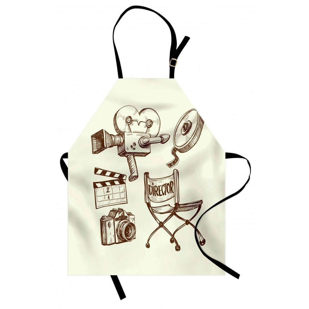 Movie Theater Apron Photography and Cinema Vintage Set in Sketch Art