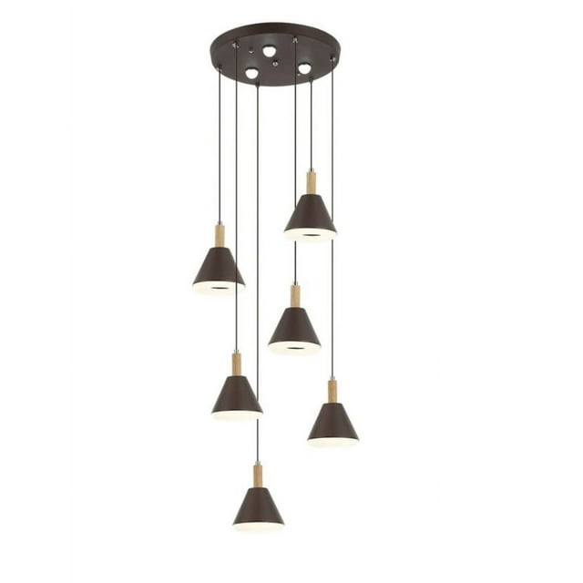 Lampara Colgante Iluminacion Luz Vic Cono Cafe 6 Luces