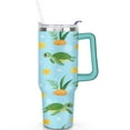 thumbnail image 2 of Cute Sea Turtle 40 Oz Tumbler with Handle Lid and Straw, Stainless Steel Double Walled Vacuum Insulated Cup, Cute Anniversary Wedding Birthday Gifts Tumbler for Women Men Friends Outdoor Indoor, 2 of 7