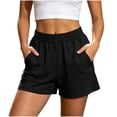 thumbnail image 2 of Hurxie Sweat Shorts for Women Casual Summer Athletic Short Elastic Waist Comfy Lounge Shorts Bottoms with Pockets Black,XL, 2 of 7