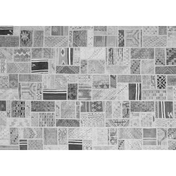 Ahgly Company Indoor Rectangle Patchwork Gray Transitional Area Rugs, 2' x 4'