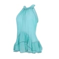 thumbnail image 4 of Outfmvch Hauts pour Femmes Camisole pour Femmes Mode pour Femmes Débardeur Sans Manches Col Rond Hauts Unis T-Shirt Camisole Chemise Corset Hauts pour Femmes Bleu G, 4 of 9
