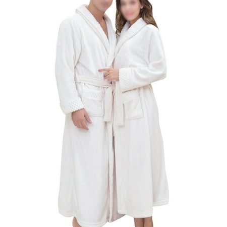 

Grianlook Women Casual Long Sleeve Sherpa Bathrobe Solid Color V Neck Fuzzy Plush Bathrobes Lounge With Pockets Dressing Gown White M