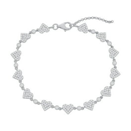 Gucci Silver Engraved Heart Motif Trademark Bracelet, Size