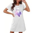 thumbnail image 4 of Camisón corto de talla grande para mujer, camisón de manga corta con estampado de pecho a la moda, camisón para mujer, 4 of 5