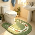thumbnail image 2 of Dtchengua Soft Floral Non-Slip Toilet Contour Rug, Contour Bath Rug, Soft Shaggy U-Shaped Toilet Floor Mat for Bathroom 20×20 Inch,Green, 2 of 6