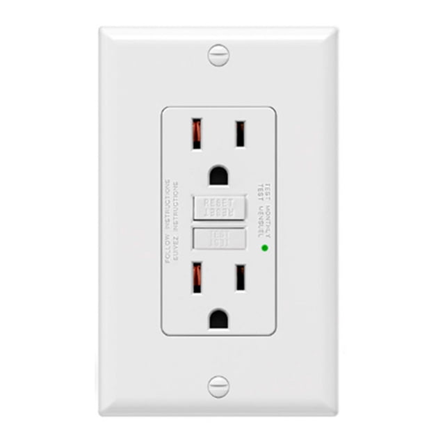 5Pack GFCI Outlets 15 Amp,Non-Tamper ,Decor GFI Receptacles with LED Indicator,Ground Fault Circuit Interrupter