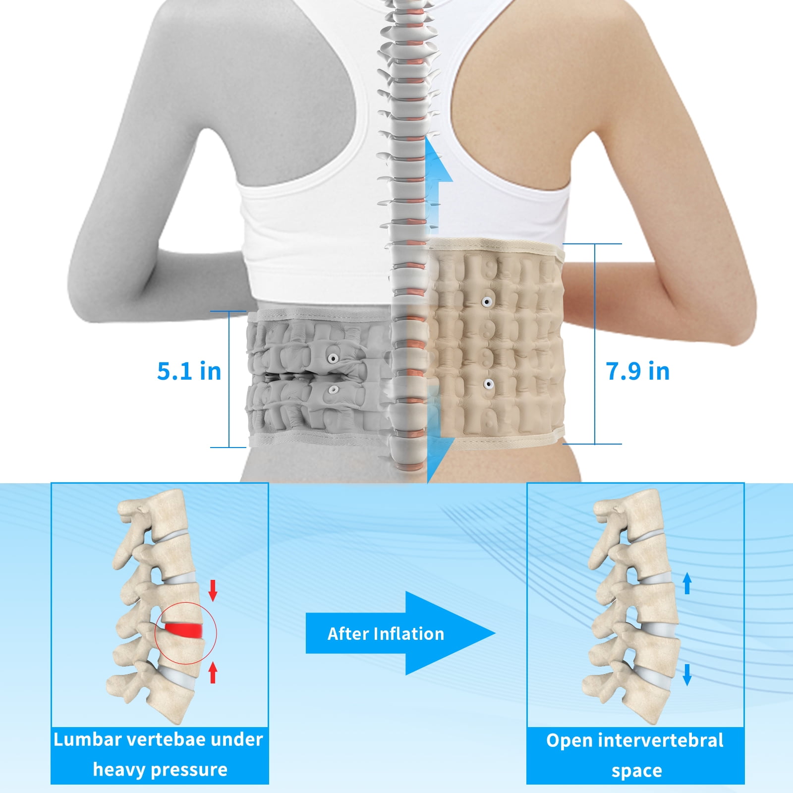 GINEKOO Lumbar Back Support Belt Unisex Compression, Beige