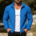thumbnail image 6 of Plus Size Big & Tall Men's Windproof Waterproof Jacket Stand Collar Casual Tops Lightweight Breathable Rain Jacket Hiking Fishing Running Work Outdoors Travel Essential | JASKFLY,Blue 3XL, 6 of 9