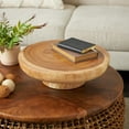 thumbnail image 2 of DecMode 17" Handmade Round Brown Wood Decorative Bowl with Elevated Base, 2 of 9