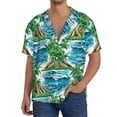 thumbnail image 3 of Xecao offers the Hawaii Palms for Men's Casual Short-sleeved Shirt, a button-up collared shirt with a pocket, perfect for beach vacations and yacht travel in the XX-Large size., 3 of 7