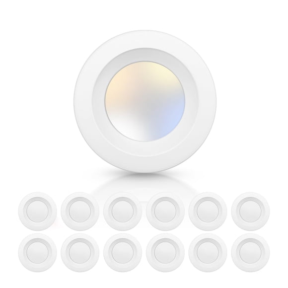ECOELER 12 Pack 4Inch LED Can Lights Retrofit Recessed Lighting, 5CCT Recessed Lights Selectable 2700K-6000K Dimmable, 10.5W 950Lm Ceiling D