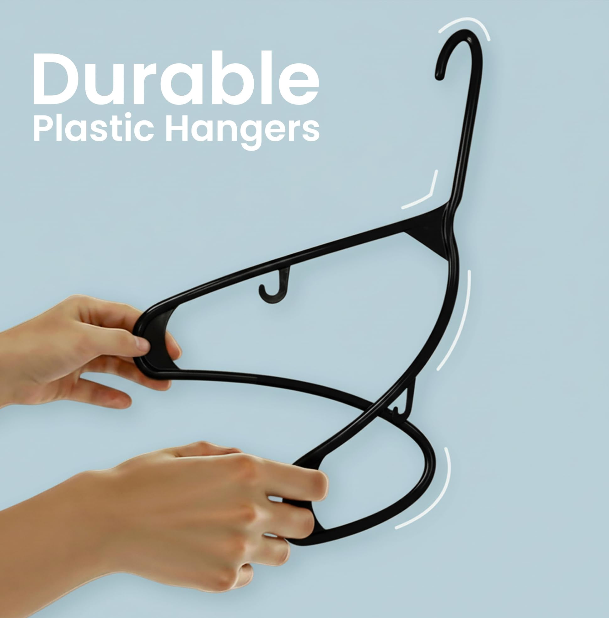 Plastic Hangers 20 Pack - Space Saving Clothes Hanger - Durable & Strong Closet Organizers and Storage with Built-in Strap Hooks - Essential for Shirts, Pants, Skirts & Coats