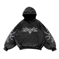 thumbnail image 2 of Vintage Hoodies for Men Y2K Gothic Streetwear Hooded Sweatshirt Lined Soft Pullover Tops White M, 2 of 3