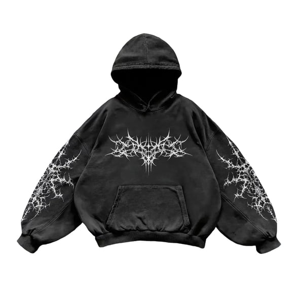 Gyexs Halloween Gothic Graphic Hoodies Men Washed Pullover Sweatshirt Fall Winter Clothing