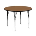thumbnail image 1 of 42'' Round Oak Thermal Laminate Activity Table - Standard Height Adjustable Legs, 1 of 3