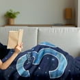 thumbnail image 3 of 30th Birthday Soft Flannel Fleece Throw Blanket, Modern Design with Polygonal Effect Emblem Starry Night Sky Image, Cozy Plush for Indoor and Outdoor Use, 50" x 60", Dark Blue Turquoise, by Ambesonne, 3 of 5