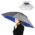 thumbnail image 2 of Doble Doble Capa Sombrero Paraguas Mujeres Hombres Plegando la Capa de Lluvia Solar Con Banda de Cabeza Ajustable Para Caminar para acampar, 2 of 7