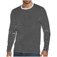 thumbnail image 2 of QSAWXQZ Men's Striped Graphic T Shirt Crew Neck Long Sleeve Pullover Casual Tee Shirt for Spring 2XL, 2 of 6