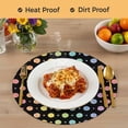 thumbnail image 4 of Colorful Polka Dot Round 15 Inch Placemats Set of 4, Cartoon Watercolor Geometric Black HeatResistant Non Slip Place Mats for Dining Table, Wipeable Braided Kitchen Table Mats for Housewarming, 4 of 9
