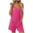 thumbnail image 1 of aidice Womens Summer Romper Knit Jumpsuits Sleeveless Square Neck Straight Leg Shorts with Pockets, 1 of 2