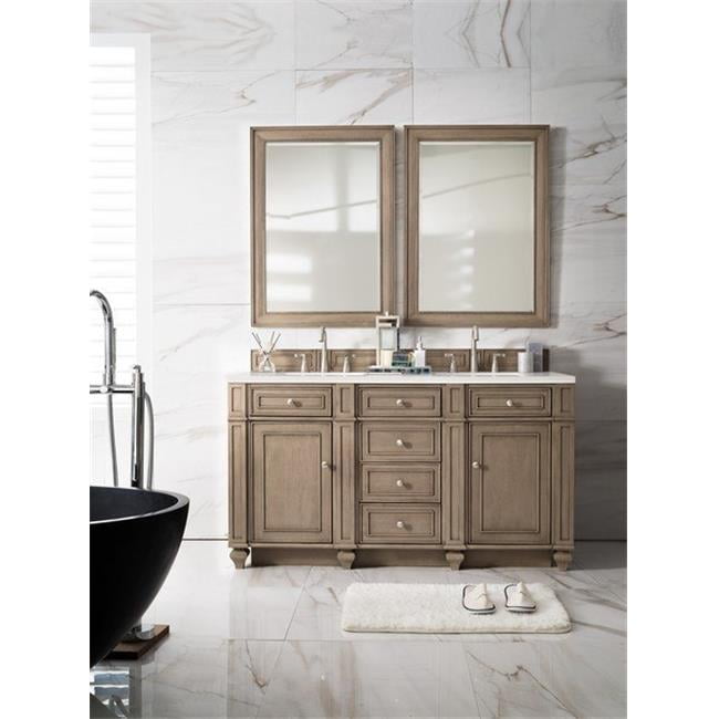 James Martin Furniture 157-V60D-WW-3CLW 60 in. Bristol White Washed Walnut Double Bathroom ...