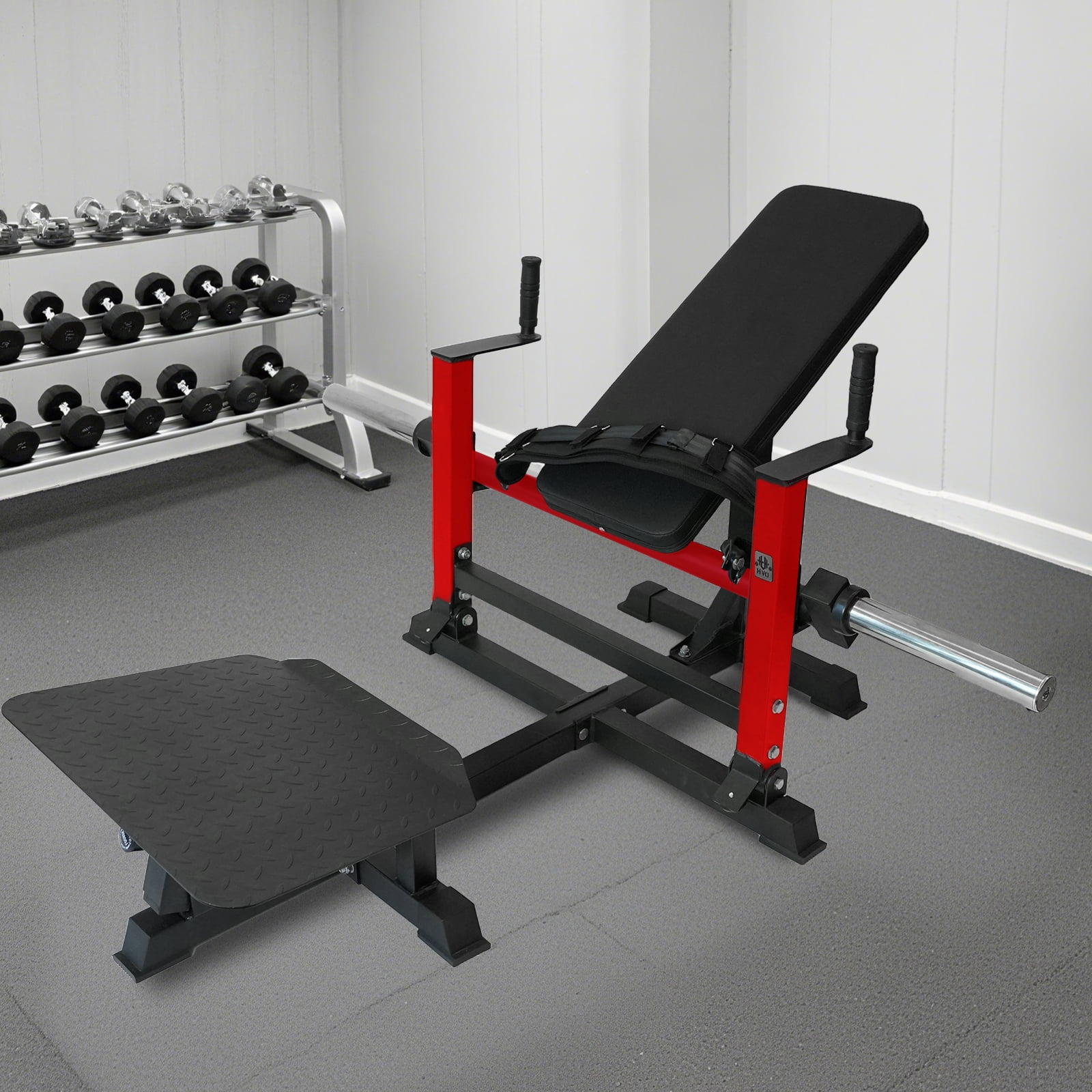 HeeH Hip Thrust Machine Glute Bridge: Heavy Duty Butt Muscle Building and Shaping Exercise Equipment with Adjustable Footboard Workout Home Gym 880LBS Red