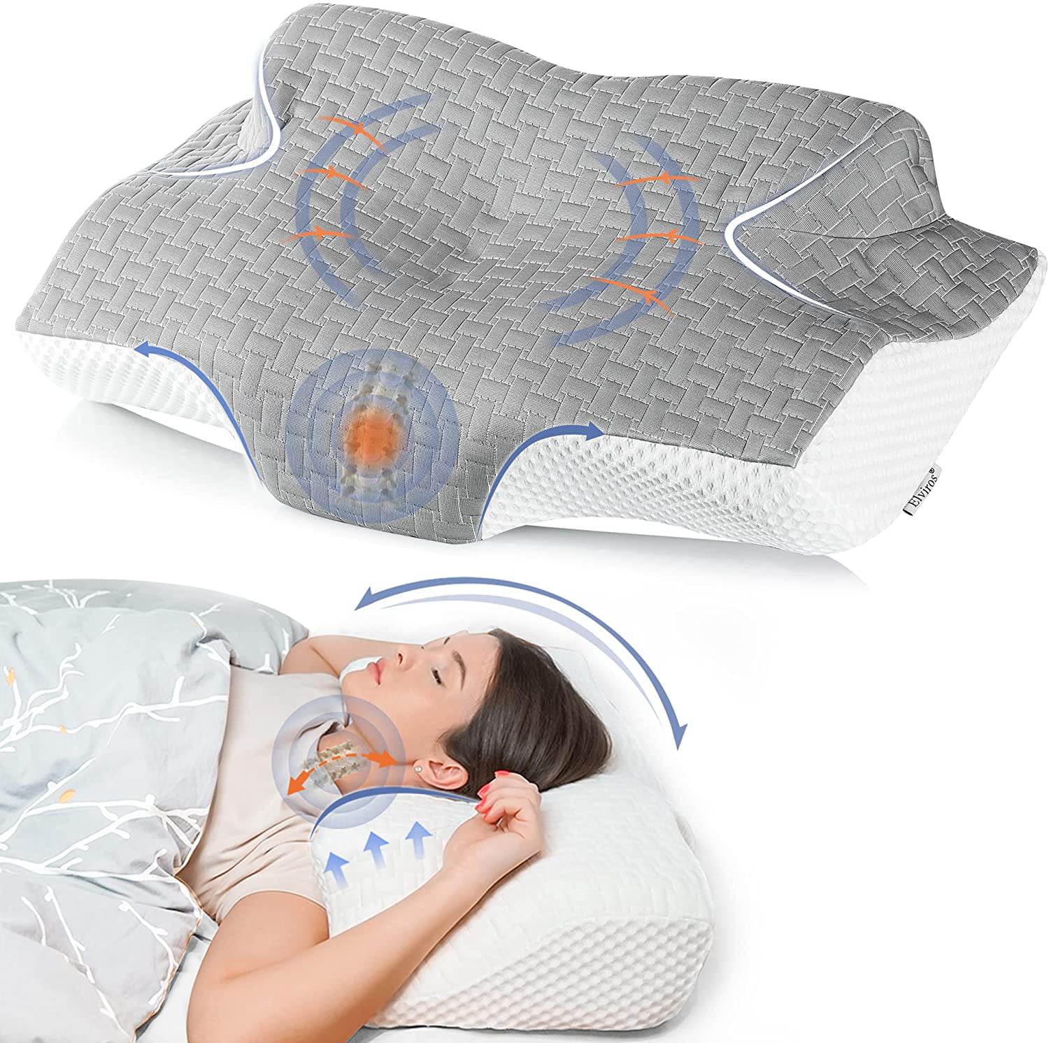 Contour Memory Foam Pillow Ergonomic Cervical Pillow for Neck Pain Sleeping