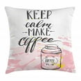 thumbnail image 1 of Keep Calm Throw Pillow Cushion Cover, Artistic Design with Sweet Strokes Cup and Make Coffee Calligraphy, Decorative Square Accent Pillow Case, 20" X 20", Rose Charcoal Grey White, by Ambesonne, 1 of 2