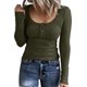 thumbnail image 2 of Puntoco Blusa holgada de manga larga con cuello en V y botones de color casual para mujer Puntoco Puntoco-2904, 2 of 6