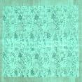 thumbnail image 1 of Ahgly Company Machine Washable Indoor Square Abstract Turquoise Blue Contemporary Area Rugs, 7' Square, 1 of 4