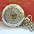 thumbnail image 4 of Open Center Face Design Silver Color Anti-Tarnish Pocket Watch PW 64-SS, 4 of 6
