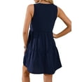 thumbnail image 4 of YouLoveIt Women’s Summer Sleeveless Mini Dress V Neck Casual Loose Flowy Swing Dress Sundress Solid Color Loose Ruffle Tunic Dress Holiday Plain T Shirt Dress, 4 of 8