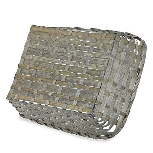 12 Pack Premium Handmade 12" x 9" Antique Grey Bamboo Rectangular Storage Baskets – Countertop Artisan Organizer for Kitchen Pantry, Bathroom Vanity, Entryway Catch-All by The Lucky Clover Trading